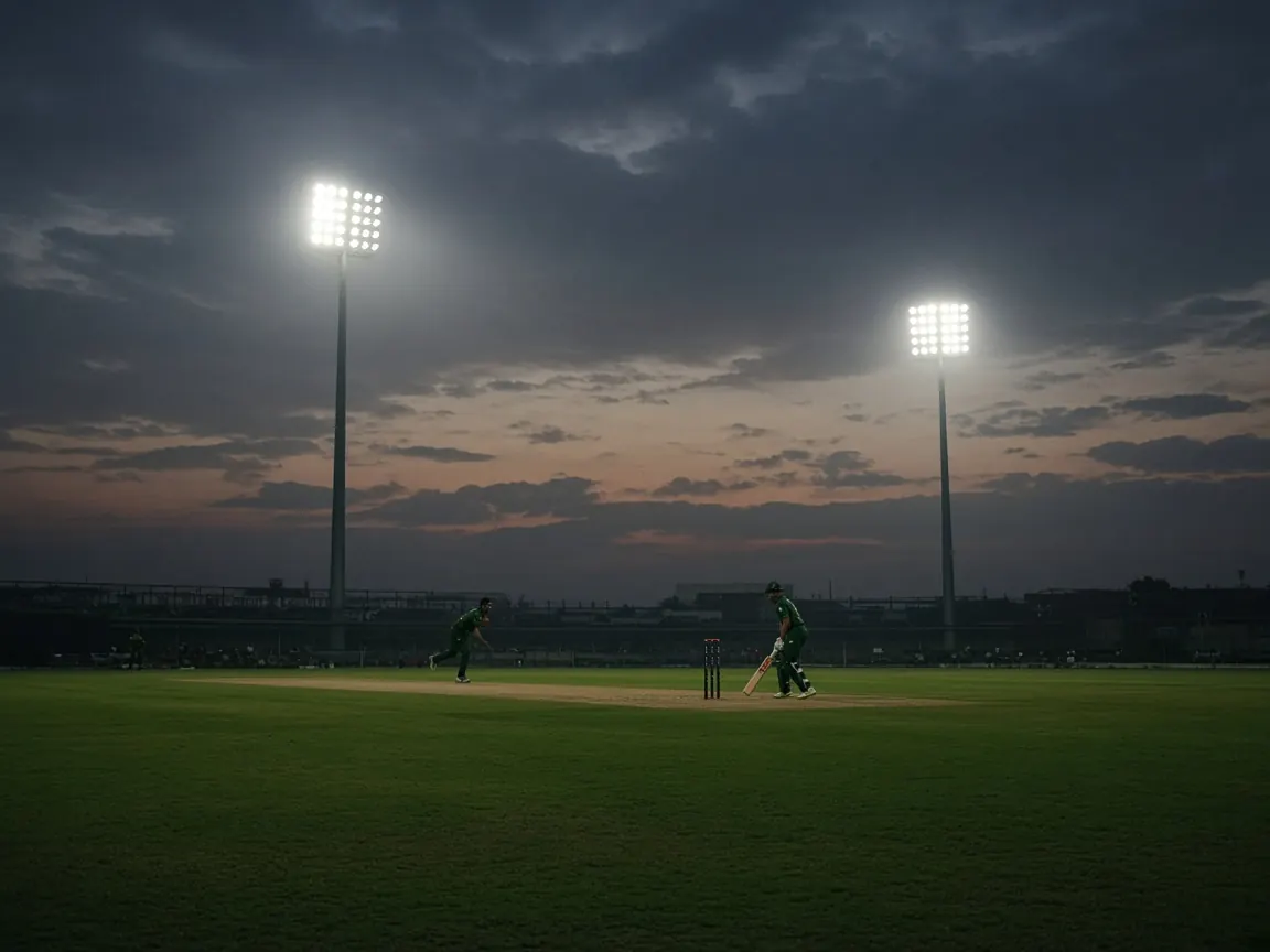 Cricket ground and stadium lights